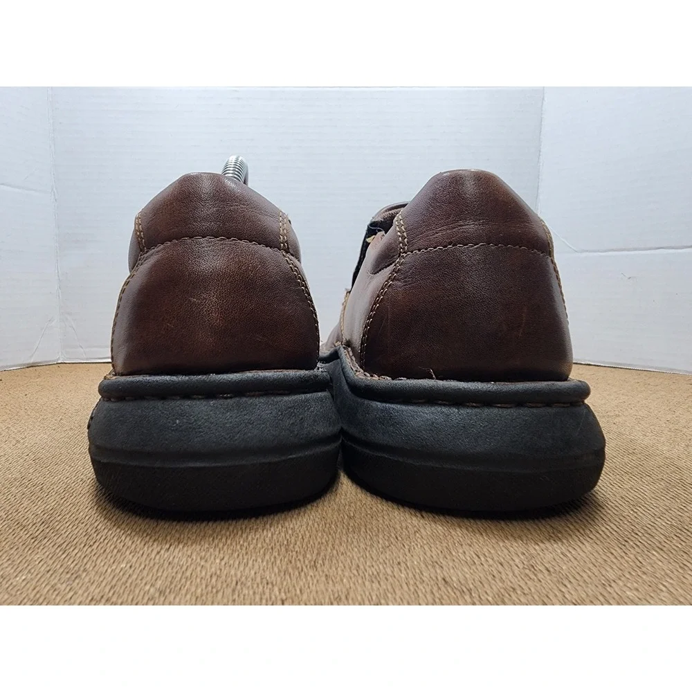 Skechers Shoes Mens 9 Comfort Slip On 4274 Brown Leather Bicycle Toe Low Top